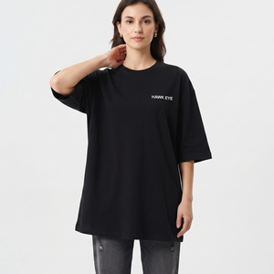 Camiseta de verano para mujer, oversize, con hombros caídos, informal, negra, de media manga, ropa deportiva, ropa de moda para mujer - Product Image 2