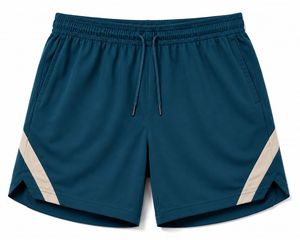 Shorts de sport pour homme, séchage rapide, couleur unie, avec logo sur le devant, bande latérale, taille élastique, longueur mi-cuisse, 100% coton - Product Image 1