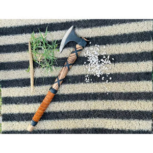 ขวานตอมฮอว์ก Burraq ขนาด 19 นิ้ว ทำมือจากเหล็กกล้าคาร์บอน ด้ามไม้โรสวูด หนังหุ้ม ใบมีดคม 4 1/2 นิ้ว สำหรับงาน DIY อุตสาหกรรม และกิจกรรมกลางแจ้ง - Product Image 5