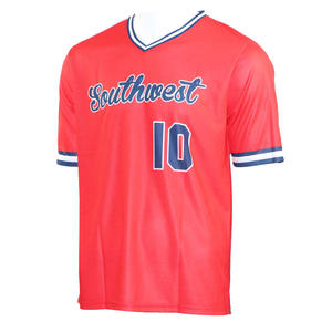 Maillots de baseball personnalisés classiques rétro du sud-ouest, de haute qualité, sublimés, col en V, polyester respirant - Product Image 1