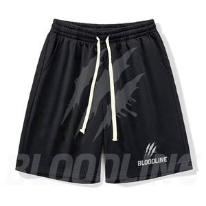 Bermuda pour homme BLOODLINE en tissu non tissé enduit PU 220g, taille mi-haute élastique, style décontracté avec poches - Product Image 2