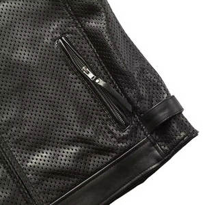 Trending Product <b>Men's</b> <b>Black</b> PU Leather Moto Biker <b>Vest</b> Stand Collar Breathable Zipper Closure Summer Outer Wear - Product Image 4
