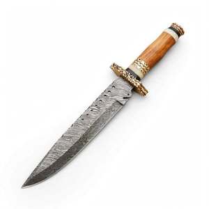Handcrafted Damascus Steel Executive Desk Slicer Brass Guard Wood Handle <b>Craft</b> <b>Tool</b> - Product Image 5
