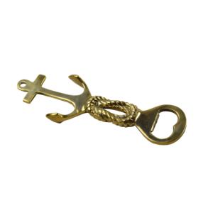 Ouvre-bouteille ancien en laiton avec ancre et corde, style nautique, bronze, livraison express - Product Image 1