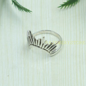 Anillo de Plata de Ley 925 con Alas de Ángel, Hecho a Mano, Diseño de Pluma, Banda Abierta Ajustable, Joyería Boho, Regalo para Mujeres, Hombres, Unisex - Product Image 6