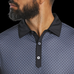 Polo de golf pour homme avec logo personnalisé, manches courtes, tricoté, de haute qualité, gris menthe à carreaux, polo de performance - Product Image 6