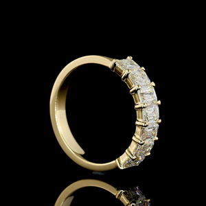 <b>Emerald</b> Cut Diamond Eternity <b>Ring</b> Women's Engagement Luxury Style 10K 14K 18K Gold 925 935 <b>Silver</b> Party Wedding - Product Image 4