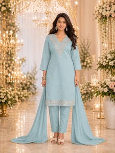 Kurti amarillo y pantalón para mujer, conjunto tradicional de rayón para boda, largo hasta el suelo, corte regular, estilo India-Pakistán - Product Image 6