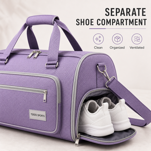 TERZO SPORTS Purple Oxford Gym Duffel <b>Bag</b> 20-<b>30L</b> with Adjustable Strap and Zipper Closure Unisex Casual Fitness <b>Bag</b> - Product Image 3