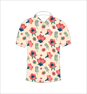 Polo Personalizado con Diseño Floral de Melocotón, Transpirable y Ligero, para Equipos de Golf, Manga Corta, Sublimado, Ropa Deportiva Botánica - Product Image 1