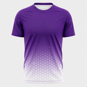 T-shirt à manches courtes pour homme, motif hexagonal dégradé, col rond, séchage rapide, coupe sportive régulière, 100% polyester, impression par sublimation - Product Image 2