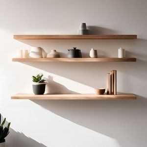 Modern Style Double Tier Wooden Wall Mounted Storage <b>Rack</b> for Living Room-Handmade Durable Bookshelf with Easy Assembly - Product Image 2