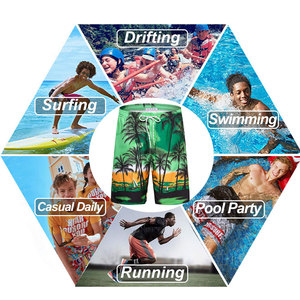 Shorts de bain unis pour hommes, séchage rapide, écologiques, respirants, anti-plis, taille mi-haute, avec cordon de serrage et poches, pour le surf - Product Image 5