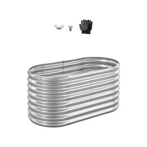 Fioriera Rialzata Ovale in Metallo 4x2x2 Piedi, Vaso Galvanizzato con Fondo Aperto - Product Image 1