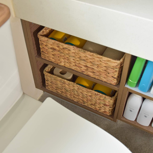 Ensemble de paniers de rangement en jacinthe d'eau naturelle pour la décoration de la salle de bain, organisateurs tissés écologiques faits à la main pour les cosmétiques - Product Image 1