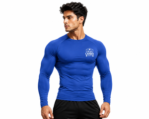 <b>Men's</b> Blue Long Sleeve <b>Compression</b> <b>Shirt</b> Quick Dry Fitness Training Top Moisture Wicking Gym Workout Running Athletic Sportswear - Product Image 2