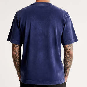 Camiseta de Hombre de Primera Calidad, Color Morado Sólido, Lavado Ácido, Transpirable, Talla Grande, Tejido 100% Algodón, Camisetas para Adultos - Product Image 2