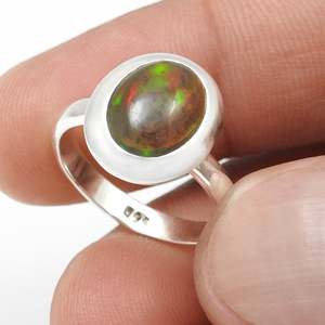 Custom Fine Quality Bezel Set Wedding <b>Ring</b> Made From 925 Sterling <b>Silver</b> Natural Oval Cut Black <b>Opal</b> Gemstone Bohemian Jewelry - Product Image 4
