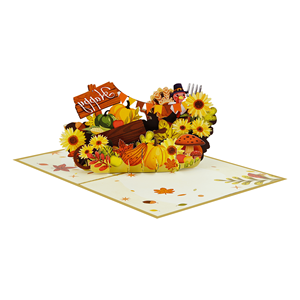 Tarjeta de Felicitación Pop-Up de Acción de Gracias Versión 2, Hecha a Mano, Tema de Cosecha Otoñal con Pavo, Tarjeta de Invitación Festiva, Tarjeta de Regalo al por Mayor - Product Image 4