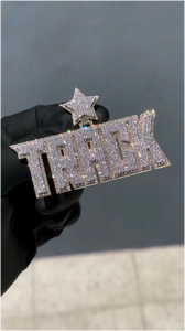 Collier Pendentif en Argent Sterling 925 Glacé avec Moissanite VVS, Lettres Initiales, Chiffres, Nom, Doré, Tendance, Passe le Testeur de Diamant - Product Image 3