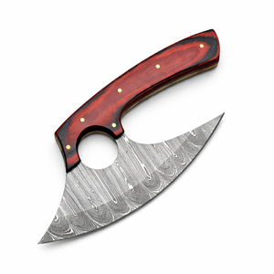 Cuchillo Ulu de Acero de Damasco Hecho a Mano Personalizado, Mango de Madera ODM/OEM, Funda de Cuero Genuino, Cuchillos de Cocina para Chef, Cuchillos de Corte DIY - Product Image 1