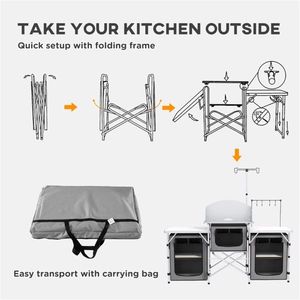 Plataforma Portátil Gris para Acampar, Complemento Perfecto para tu Cocina al Aire Libre - Product Image 4