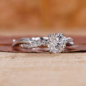 Sparkling Moissanite and Lab Grown Diamond Cross <b>Ring</b> Rose Gold Finish Wedding Engagement Jewelry - Product Image 1