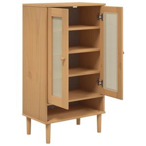 Meuble à chaussures en pin massif brun moyen avec finition vernie UV, élégant rangement pour chaussures - Product Image 5