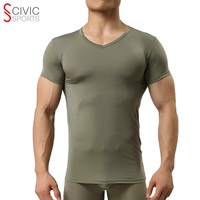 T-shirts de compression pour hommes, col rond, tissu éponge, style militaire, séchage rapide, respirant, très vendus