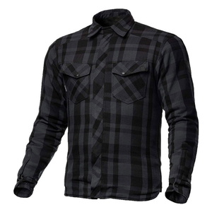 Men's Soft Black Yarn Dyed Flannel Casual <b>Shirt</b> for Motorbike Riding Breathable Anti-Wrinkle CE Approved 5 Spot Protected Armor - Product Image 2