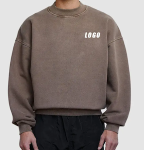 เสื้อสเวตเชิ้ตคอกลมผู้ชาย สีพื้น ผ้าถัก ทรงโอเวอร์ไซส์ สวมใส่สบายๆ สำหรับฤดูใบไม้ร่วง สีเทาอ่อน - Product Image 6