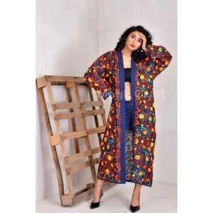 100% Cotton Knitted Elegant Tie Dye Kimono Soft <b>Thermal</b> Breathable Quick Dry Summer V-neck Full Length Drawstring Closure Full - Product Image 1