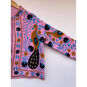 TNT Suzani Hand Embroidered Knitted Short Jacket <b>Duster</b> Gift for Her Autumn Winter Cotton Coat - Product Image 5