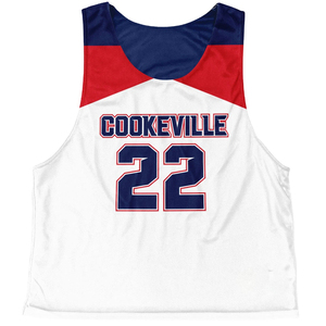 Unisex 100% Polyester Lightweight Breathable Eco-Friendly Lacrosse Pinnies Custom Design Blue <b>Red</b> Combination Reversible - Product Image 3