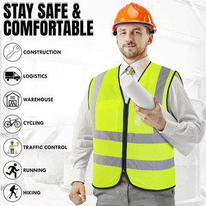 Chaleco de Seguridad Reflectante Fluorescente Premium, Impermeable y Térmico, de Alta Visibilidad, para Construcción e Industria, con Bolsillos con Cremallera, para Uso en Seguridad - Product Image 4