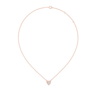 Colgante de Corazón de Oro Rosa de 14K con Diamante Cultivado en Laboratorio, Corte Brillante Redondo, Estilo Étnico - Regalo de San Valentín para Mujer - Product Image 1