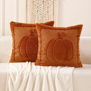 VAKADO Set di 2 Federe Decorative 18x18 per Cuscini da Esterno, Tema Autunnale e Ringraziamento, Arancione Zucca, Decorazione per Divano e Casa B - Product Image 1