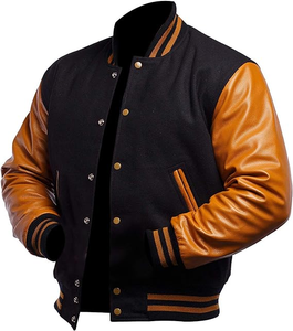 High Street Style Varsity <b>Jackets</b> for <b>Winter</b> Customizable Designs with Woolen Fabric Stand Collar Front Logo Zipper Closure - Product Image 6