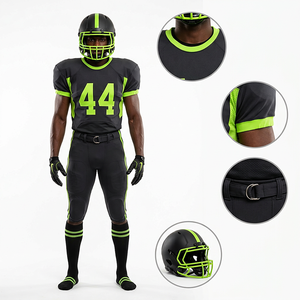 Conjunto de Uniforme de Fútbol Americano para Hombre Adulto, Negro y Verde, Transpirable, Jersey, Casco, Pantalones - Product Image 1