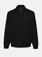 Blouson aviateur matelassé noir en toile de haute qualité avec col montant et logo personnalisé sur le devant, vente en gros pour hommes