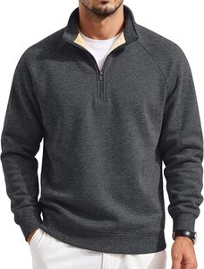 Sudadera con Cuello Alto y Cierre de Cremallera, Forro Sherpa, Estilo Casual, Felpa Francesa, Color Negro, Corte Regular, Estilo Otoñal - Product Image 4