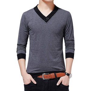 T-shirts imprimés à manches longues personnalisés avec logo, en tissu uni noir, pour hommes, sur mesure, 2026 - Product Image 2