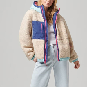 Hot Sale <b>Long</b> Sleeve Hooded Collar Women Sherpa Fleece <b>Jacket</b> Premium Quality Stylish Designed Soft Fur Made Knitted Breathable - Product Image 2