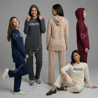 Ensemble tunique à capuche et pantalon personnalisé pour femmes, compatible hijab, vêtements de sport, survêtement, vente en gros, fournisseur d'usine, OEM