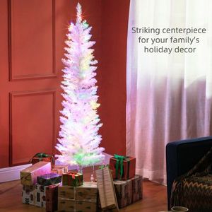 5ft Tall Pencil Prelit Artificial Christmas <b>Tree</b> with 250 Colorful Surface Branches and 150 <b>LED</b> Lights Holiday Decor - Product Image 2
