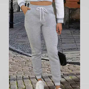 Wholesale Regular Fit Casual Cotton Fleece Trouser Women High Quality Lightweight Winter OEM High Waist Wide Leg Anti-static - Product Image 3
