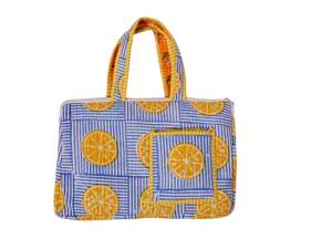 Bolso Tote para Portátil Niharo para Mujer, con Estampado de Limones, Acolchado de Algodón, con Bolsillo Frontal y Asas a Rayas - Product Image 2