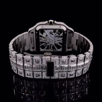 Reloj de Lujo para Hombre con Esfera Esqueletizada, Diamantes, Resistente al Agua, Diseño Moderno, Completamente Adornado con Circonitas Cúbicas Baguette, Estilo Hip Hop, Correa de Acero Inoxidable, Movimiento de Cuarzo Seiko