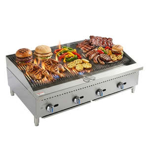 Parrilla de Carbón para Encimera de 48 Pulgadas, de Gas Natural (GN) / Propano, con Parrilla de Hierro Fundido Resistente, Parrilla para Restaurante, 4 x 35,000 - Product Image 1