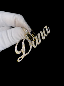 925 Sterling Silver Custom Iced Cursive Script Nameplate <b>Necklace</b> Personalized HipHop Bling Pendent with Moissanite Diamond Gift - Product Image 3